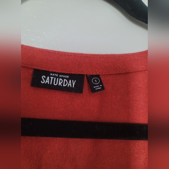 Kate Spade Saturday V Neck Bilateral Bows Size S 45% Wool Red Boho Dress - Picture 8 of 10